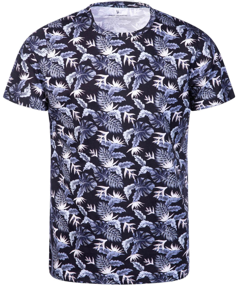 Urban Pioneers Male Tarzan Tee T-SHIRT NAVY JUNGLE AOP