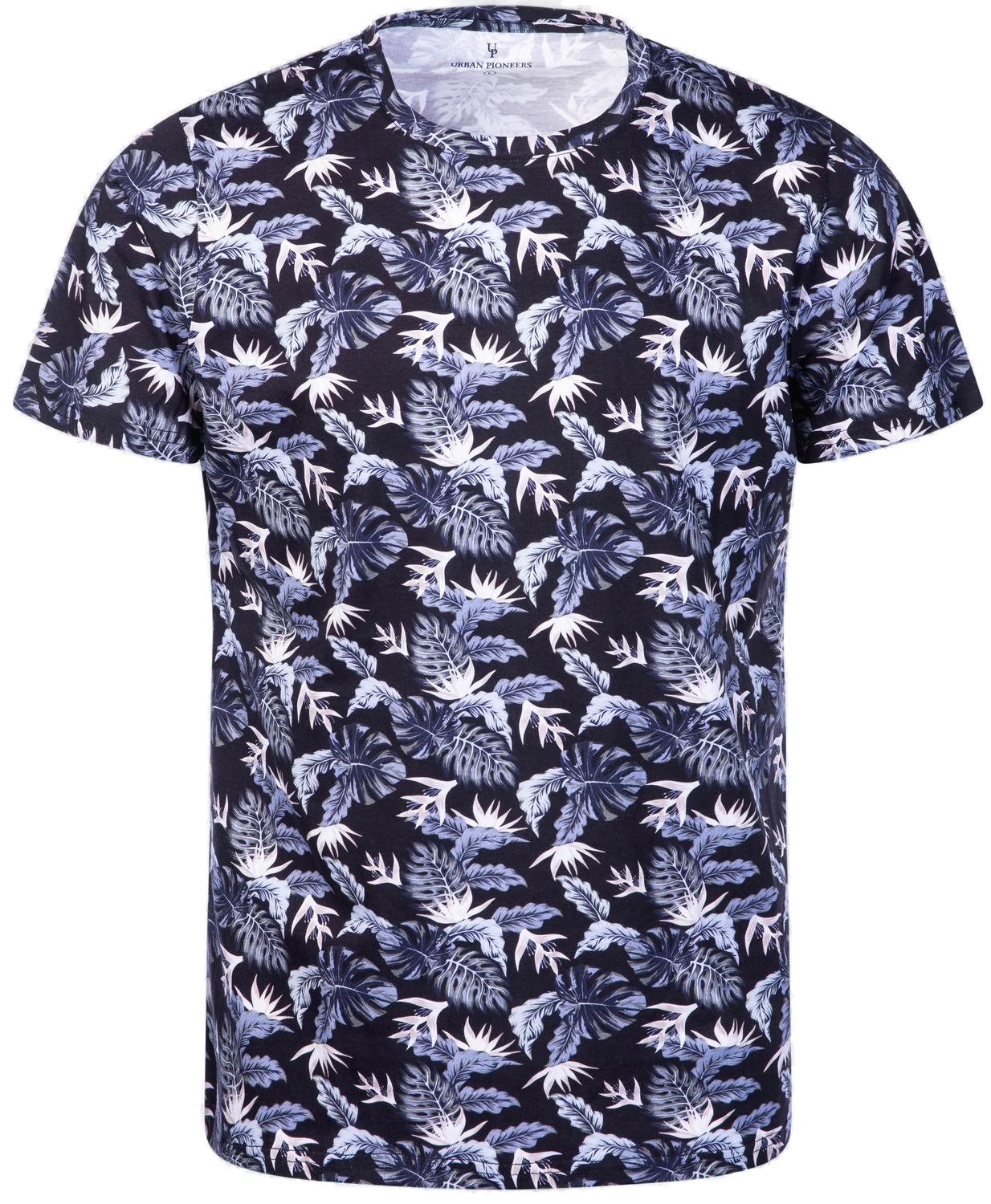 Urban Pioneers Male Tarzan Tee T-SHIRT NAVY JUNGLE AOP